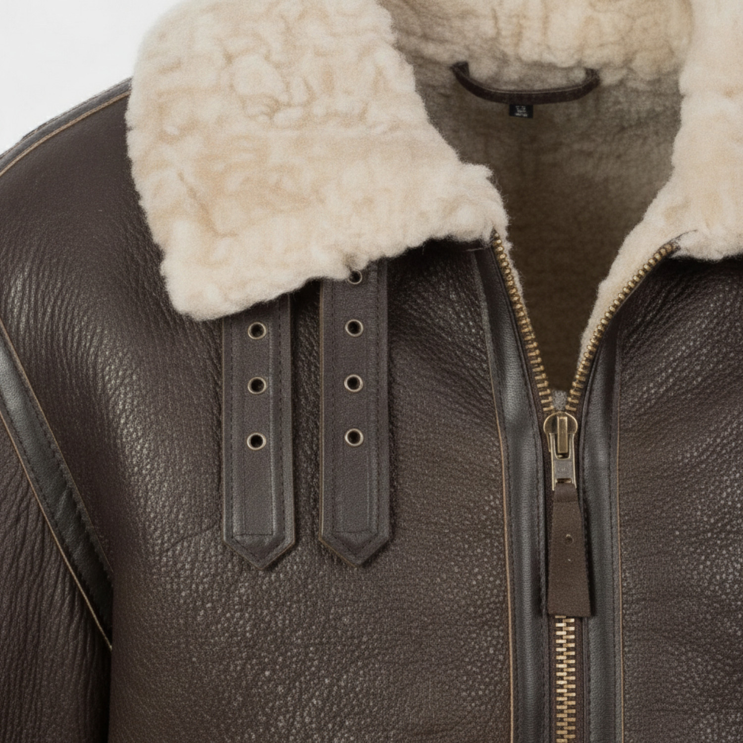 Men’s B3 Aviator Bomber Jacket Brown Genuine Leather Shearling Sheepskin Coat