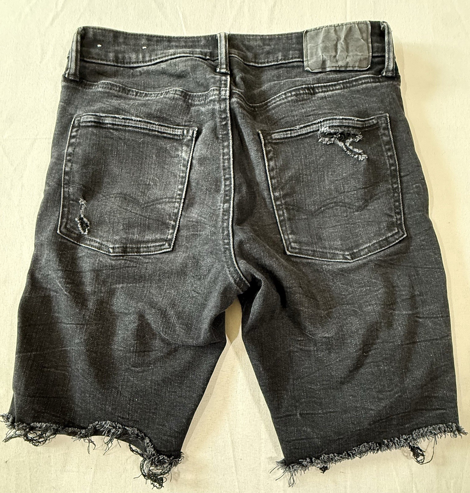 American Eagle Outfitters Next Level Flex Black Distressed Denim Shorts Size 30