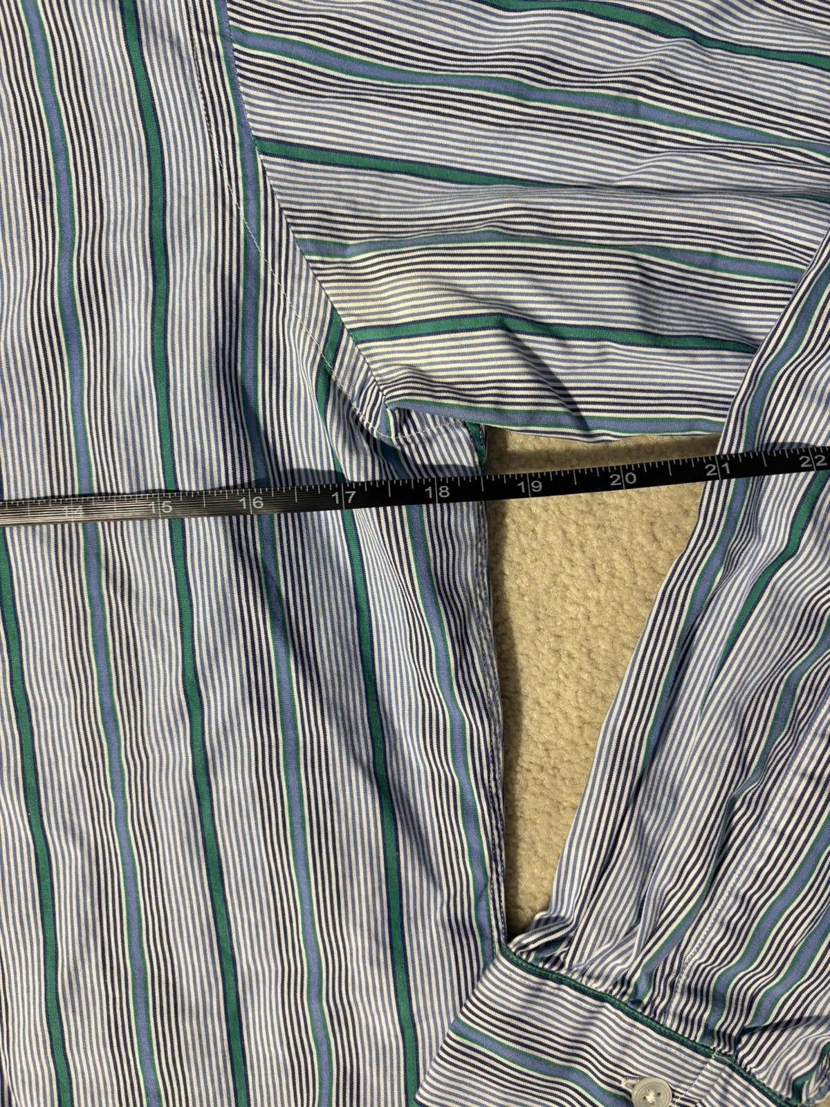 Turnbull & Asser Dress Shirt Mens 14.5- 37 Blue & Green Stripe England