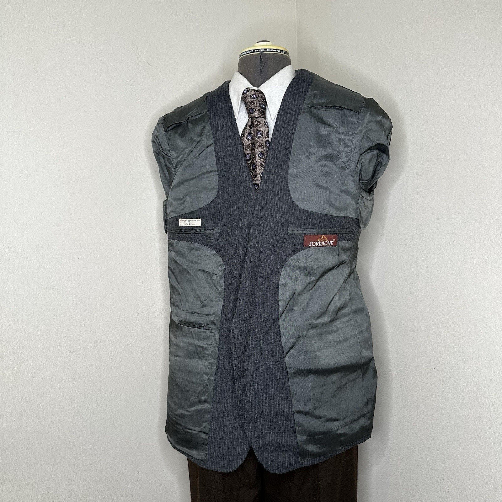 Mens 44R Blazer Gray Striped Wool 2XL 48″ Sport Coat Suit Jacket Jordache