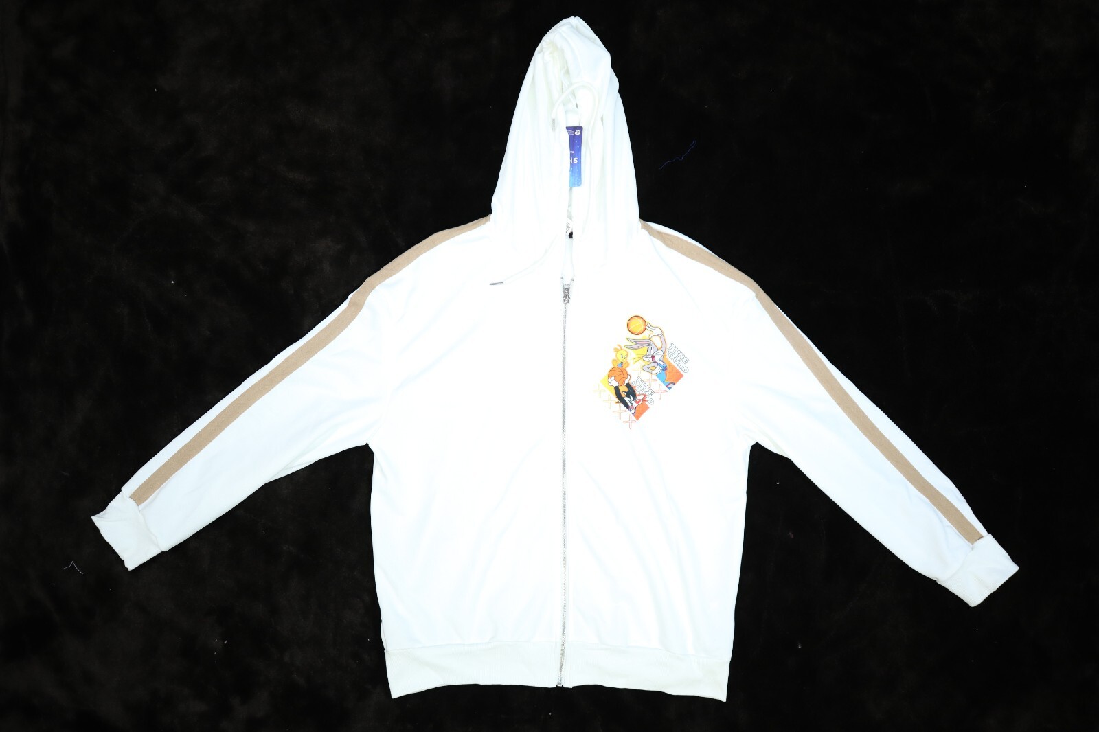 Shein x Space Jam Tune Squad Licensed Full Zip Hoodie Sweatshirt White Mens M
