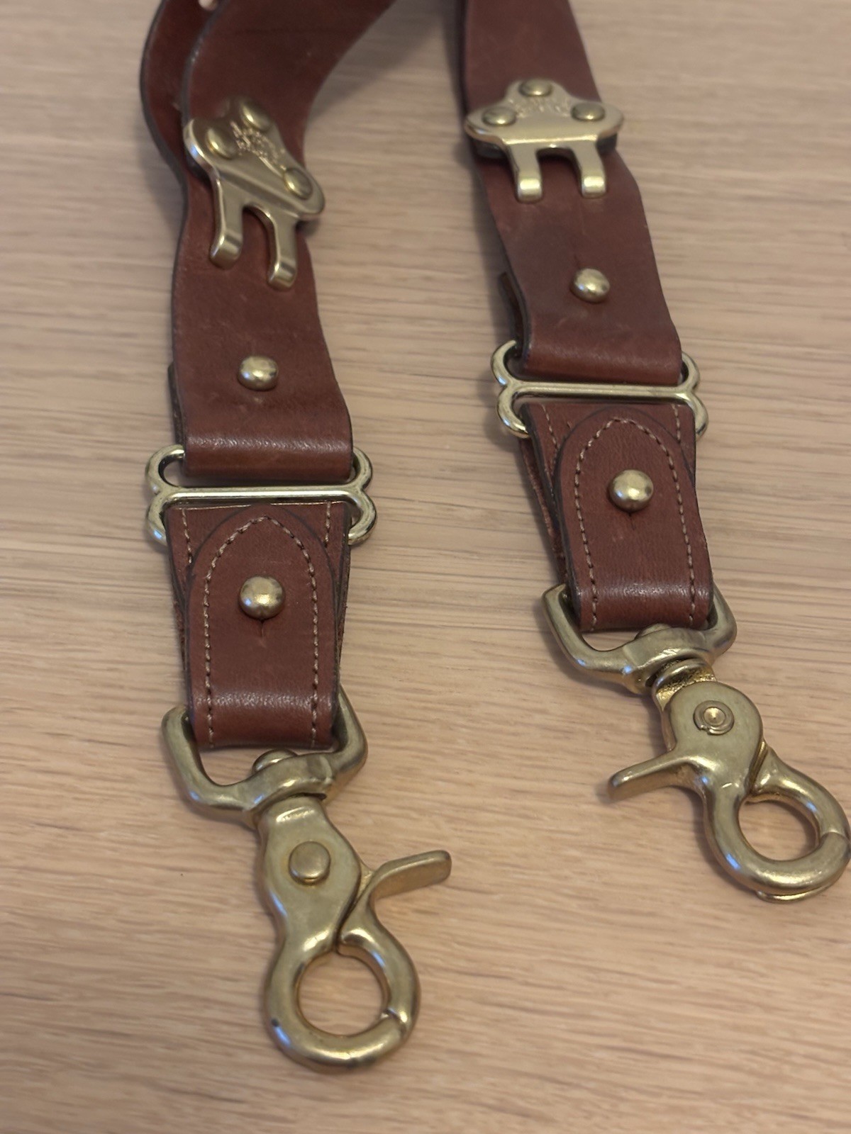 Col Littleton No. 2 American Buffalo Suspenders W/Brass Belt Loop Clasps Nice!