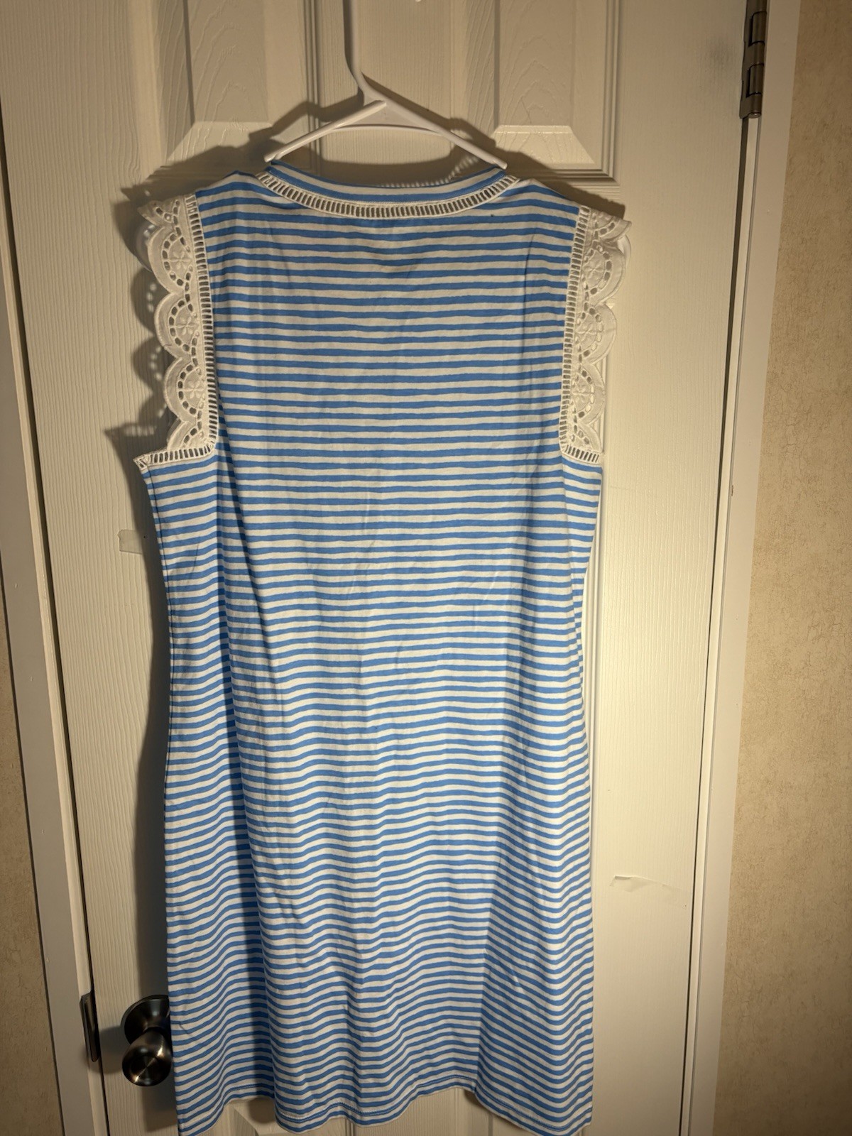 Lilly Pulitzer Women S Agee Zanzibar Dress Blue White Stripes Eyelet Sleeves