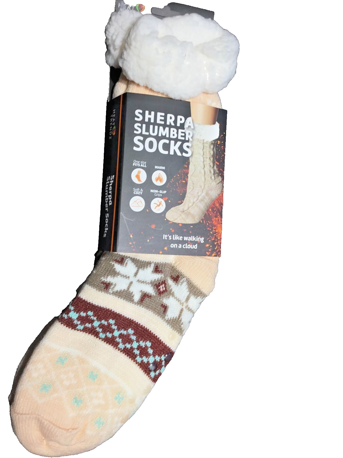NWT Heat Trendz Sherpa Slumber Socks – One Size Fits All Unisex /multi ColoPeach