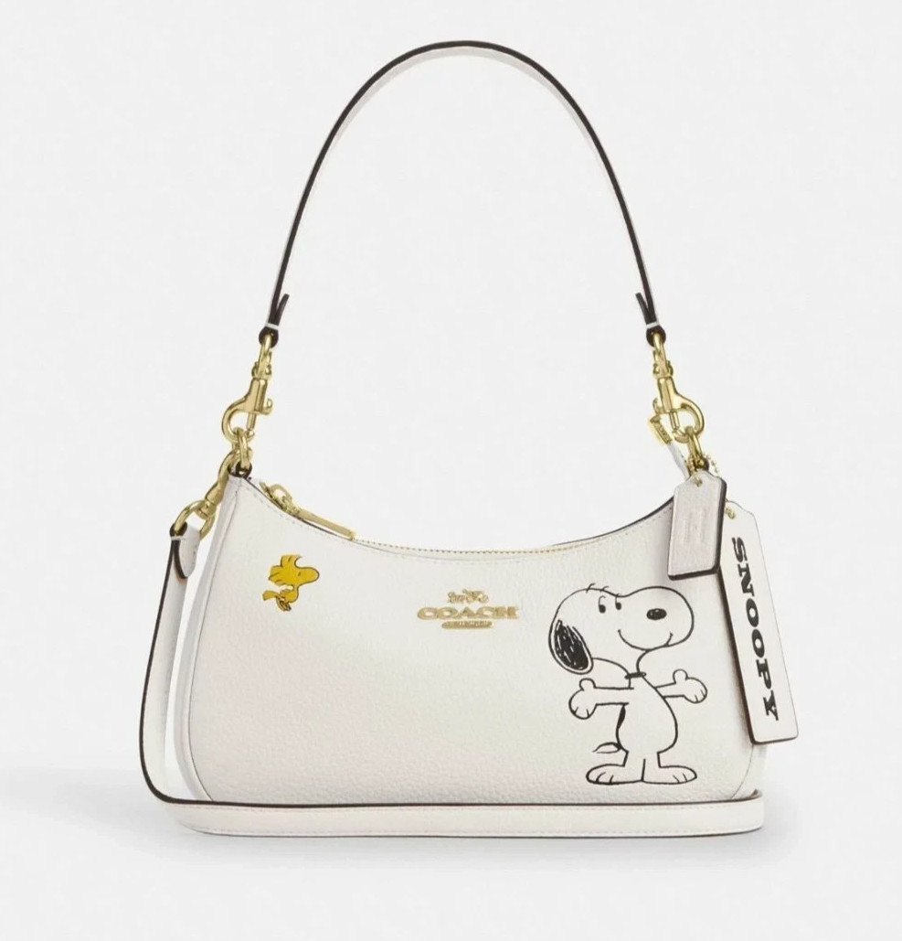 CBJ76 COACH x PEANUTS Chalk Multi Teri Shoulder Bag Snoopy Outlet Products NWT