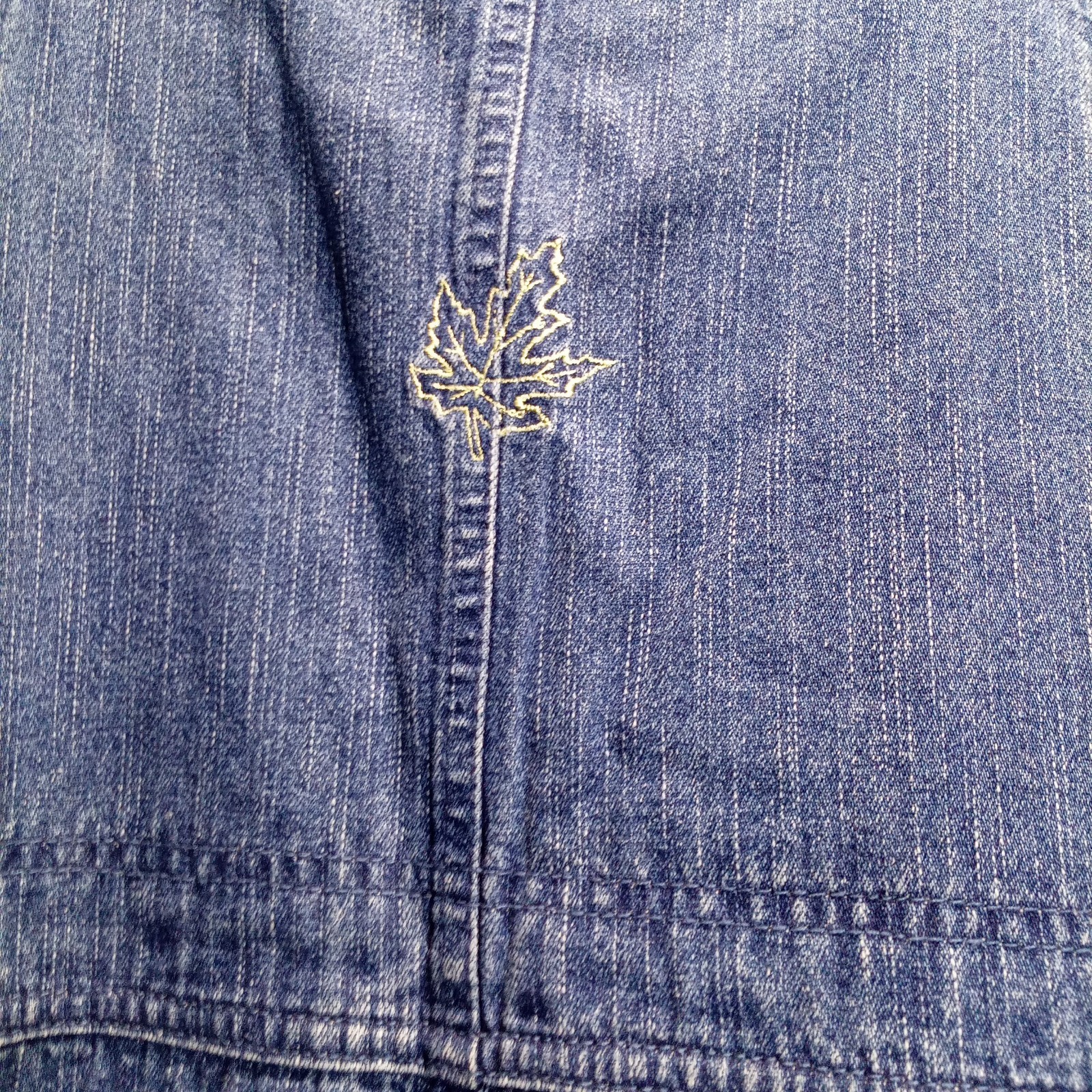 CC Hughes “Leaves” DENIM JUMPER DRESS W/ POCKETS SIZE M NWT