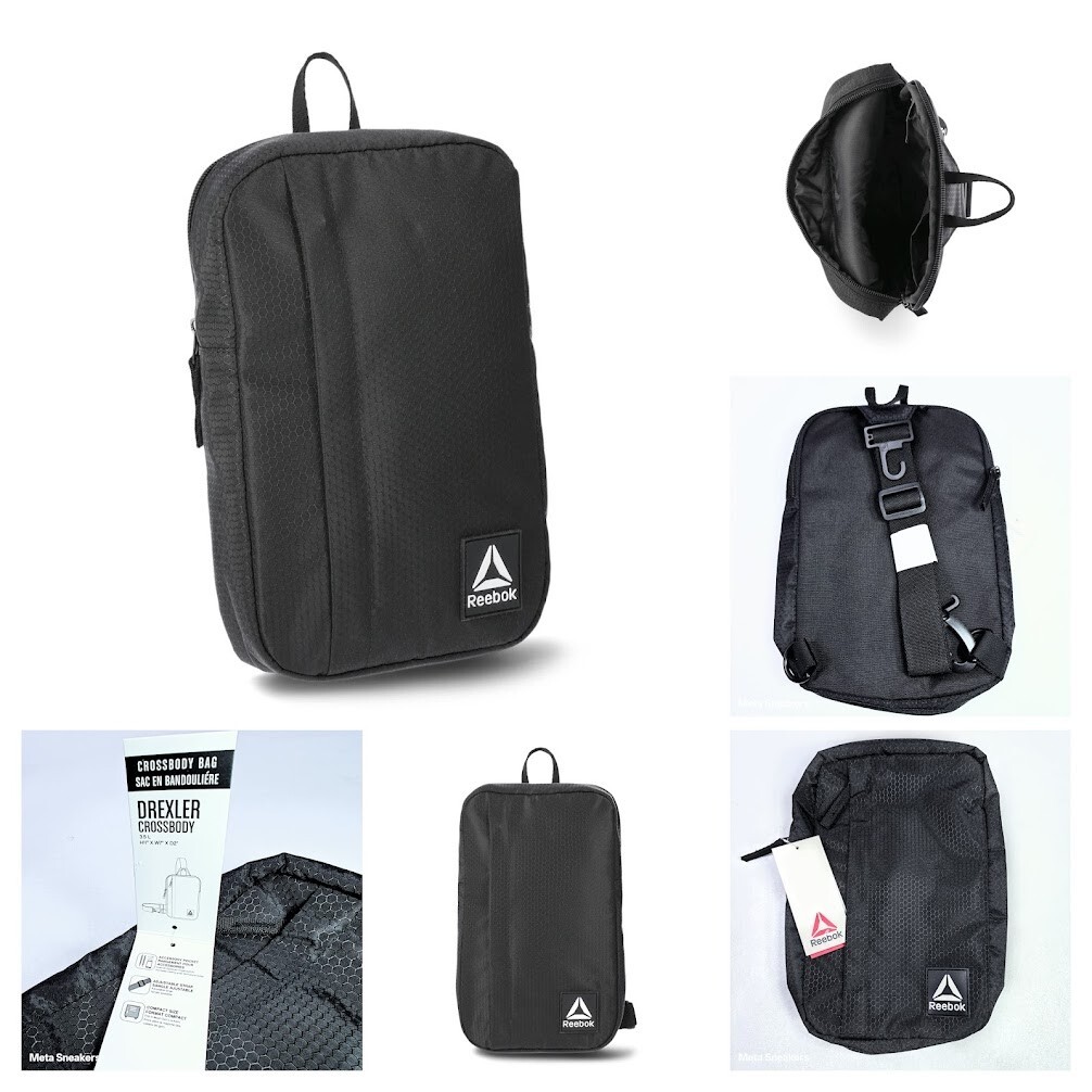Reebok Men’s Crossbody Bag Black Zipper Daily Phone Wallet Day Sling Pack New