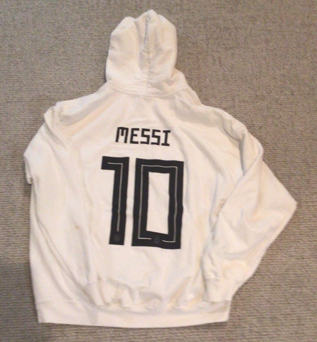 Men’s Gildan Heavy Blend Messi Hoodie White Extra Large