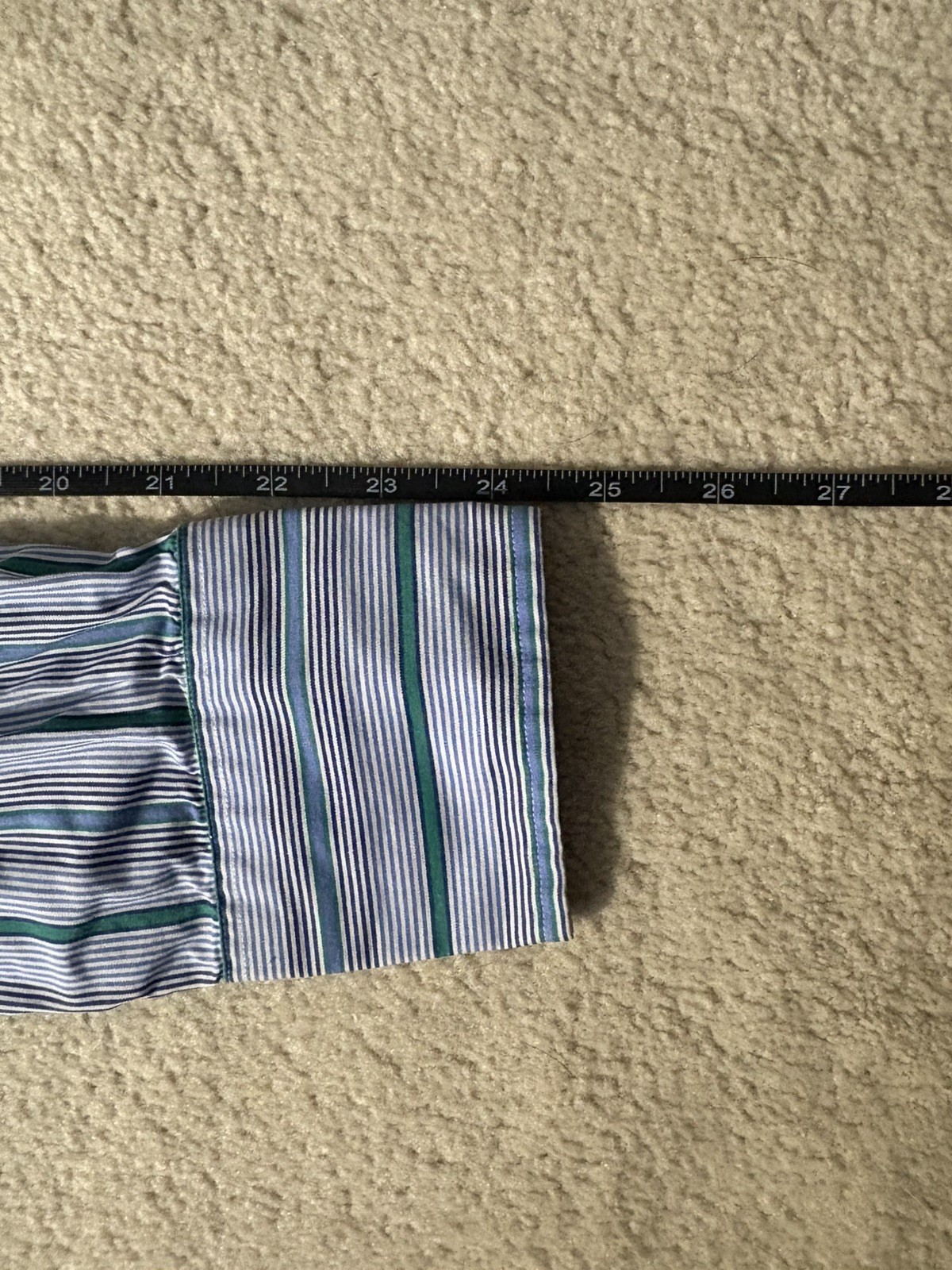 Turnbull & Asser Dress Shirt Mens 14.5- 37 Blue & Green Stripe England