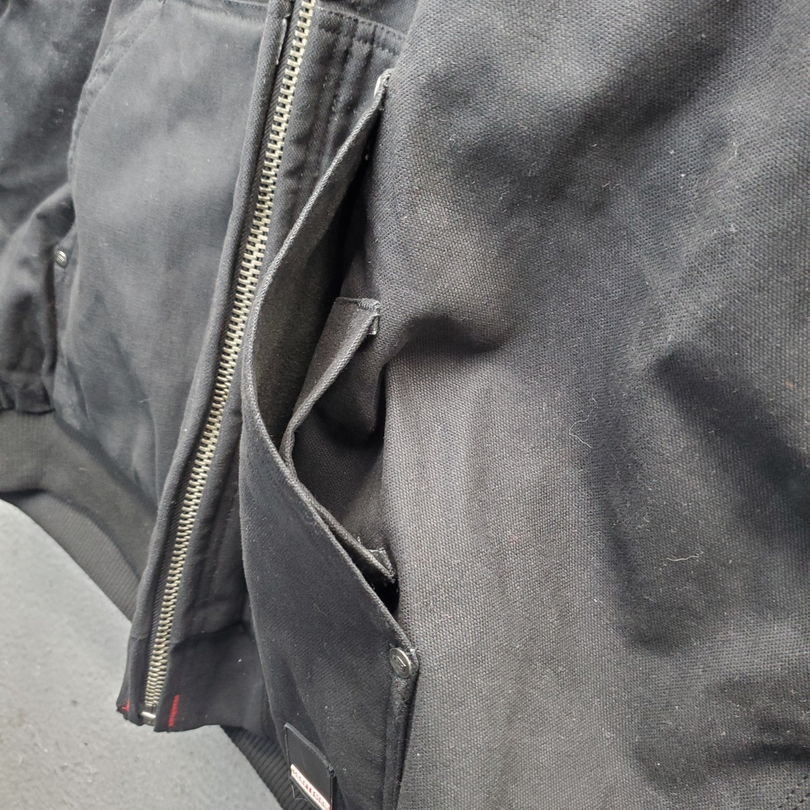 Craftsman Bomber Jacket Mens XXL Black Canvas Duck Hooded Quilted Lined Full Zip