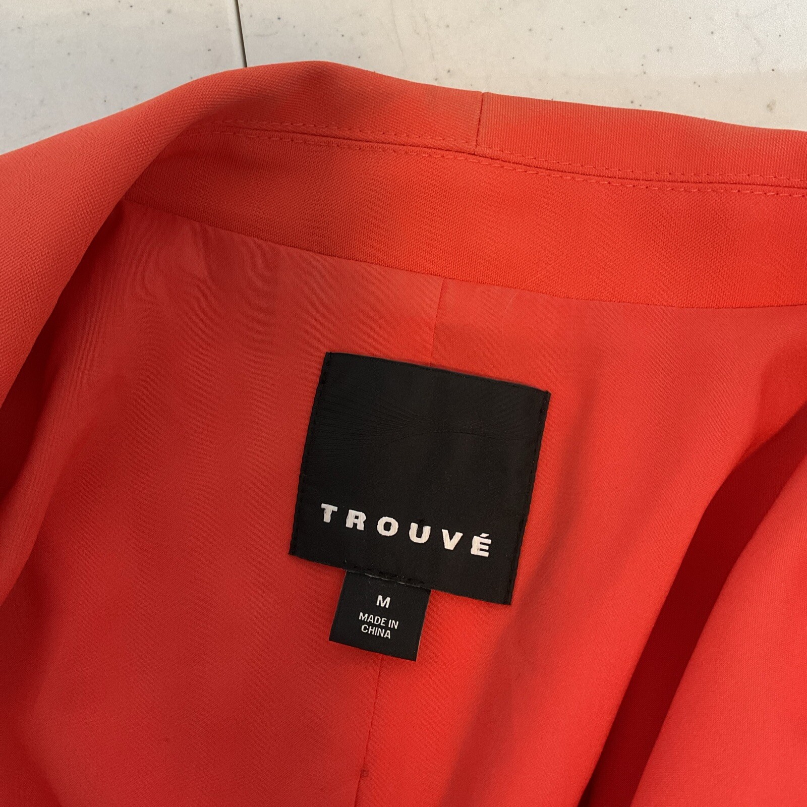 Trouvé Women’s Draped Collar Blazer Jacket Coral Open Front Structured sz M