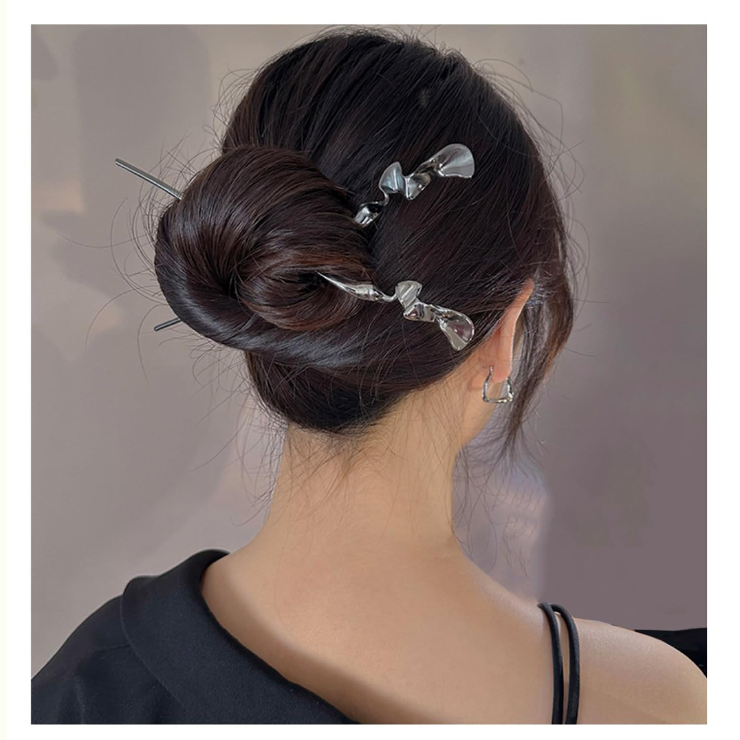 2PCS Metal Hair Sticks for Women Vintage Hair Chopsticks for Women Minimalism Ir