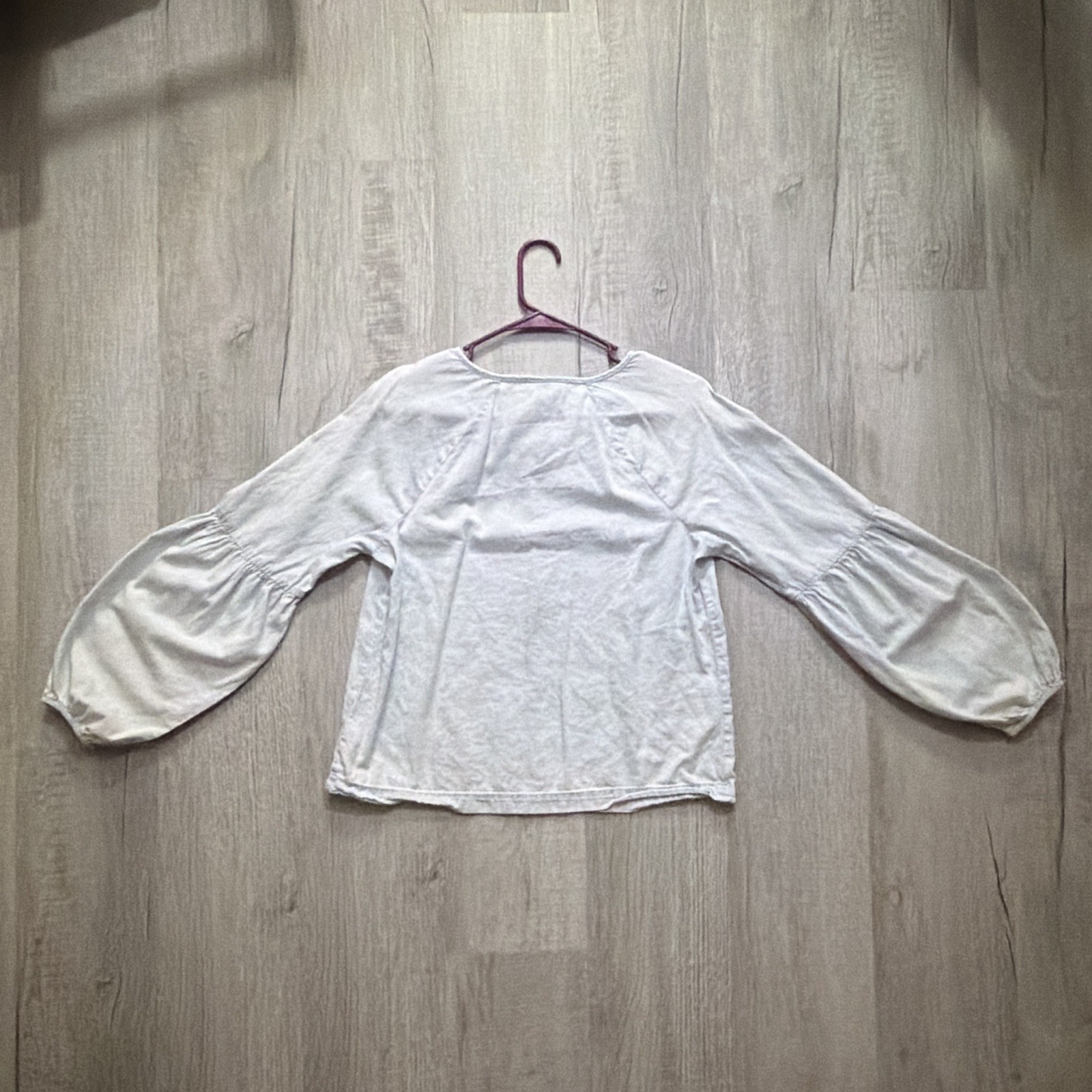 Universal Thread Goods Co. Cotton Woven Peasant Blouse Round Neck Long Sleeve