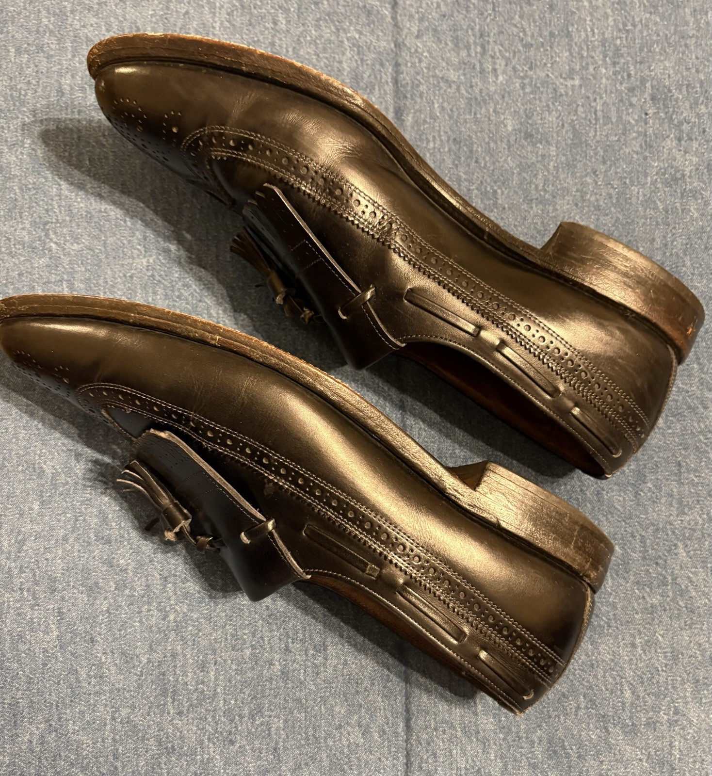 Authentic Allen Edmonds Black Leather Wingtip Brogue Tassel Loafers Men’s 10 C