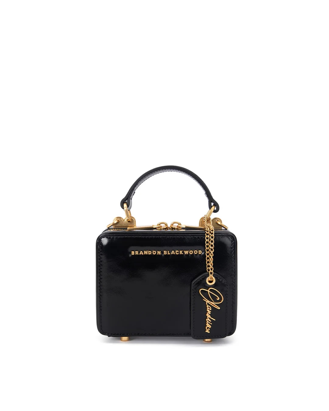 Brandon Blackwood Olandria O-Zip Mini Trunk Black Oiled Leather IN HAND SHIP NOW