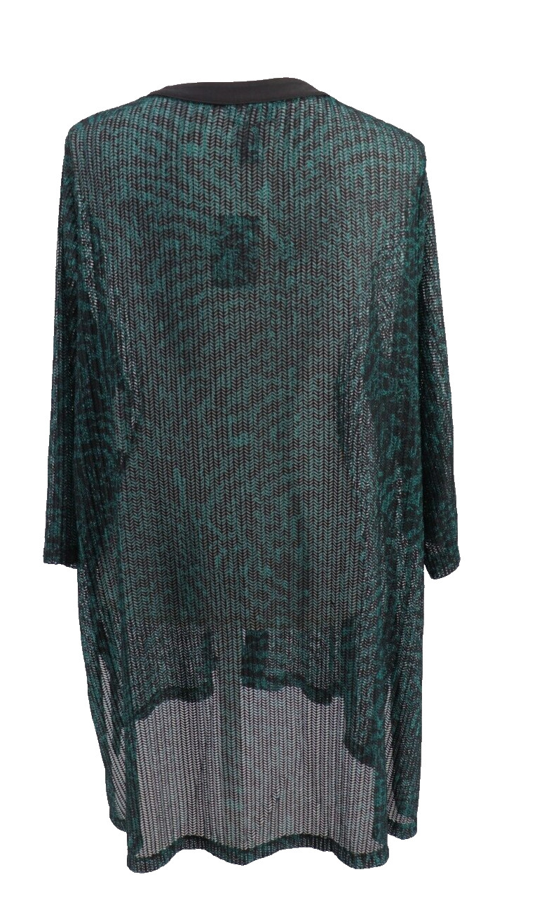 Catherines Mesh Cardigan Women Size 1X 18 20 Green Black Open Top 3/4 Sleeve New