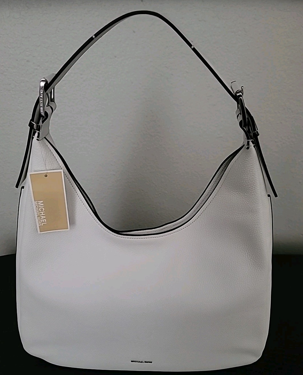Michael Kors Nolita Pebbled Leather Hobo Shoulder Bag Large In Optic White