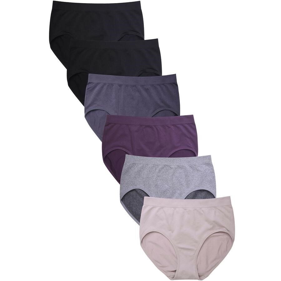 6 12 Pack Women Seamless High Rise Full Coverage Nylon Panty Underwear One Size