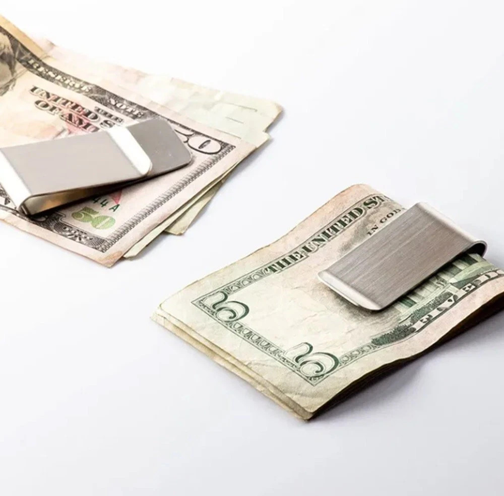 2 Pack Stainless Steel Money Clip Slim Silver Cash Holder Pocket Bill Clip