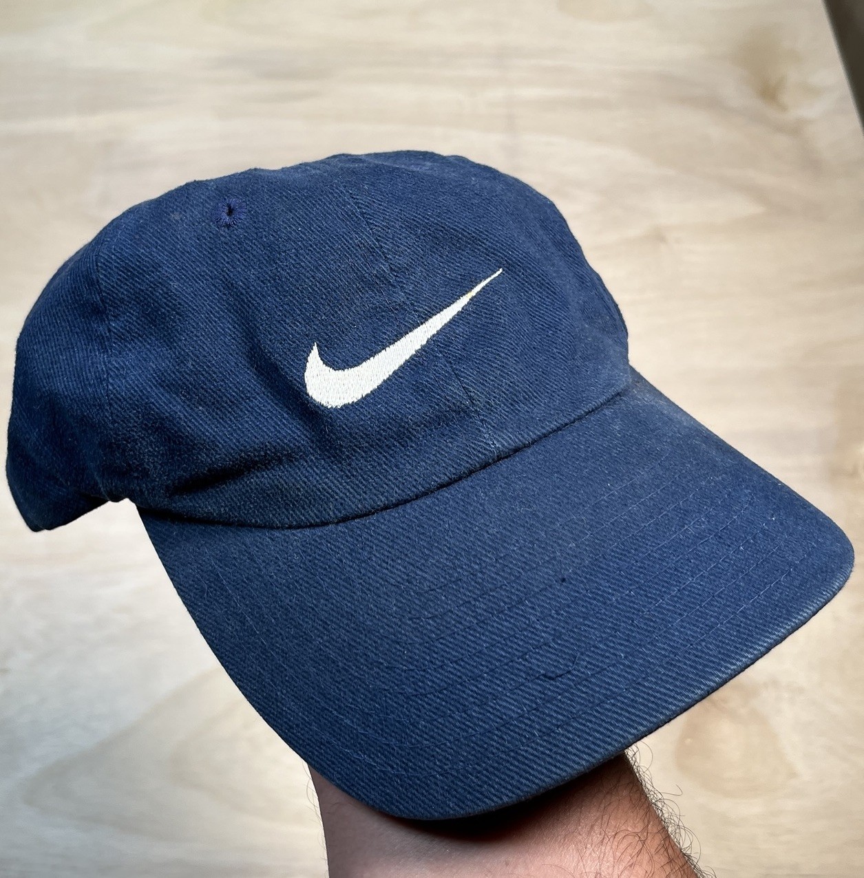 Vintage 90s Nike Hat Cap Strap Back Navy Blue Embroidered Center Swoosh Adult