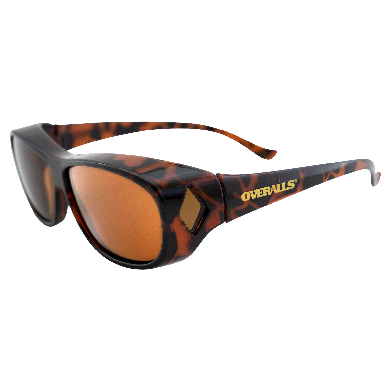 Overalls Medium Polarized Fit Over Sunglasses Women Men Tortoise Frame w/Brown