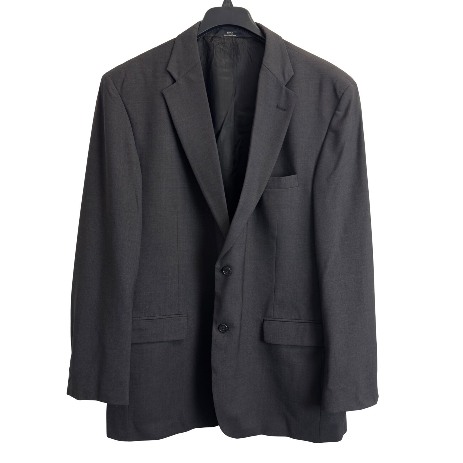 Haggar Black Label Mens 46L Blazer Charcoal Gray Worsted Wool Blend Suit Jacket