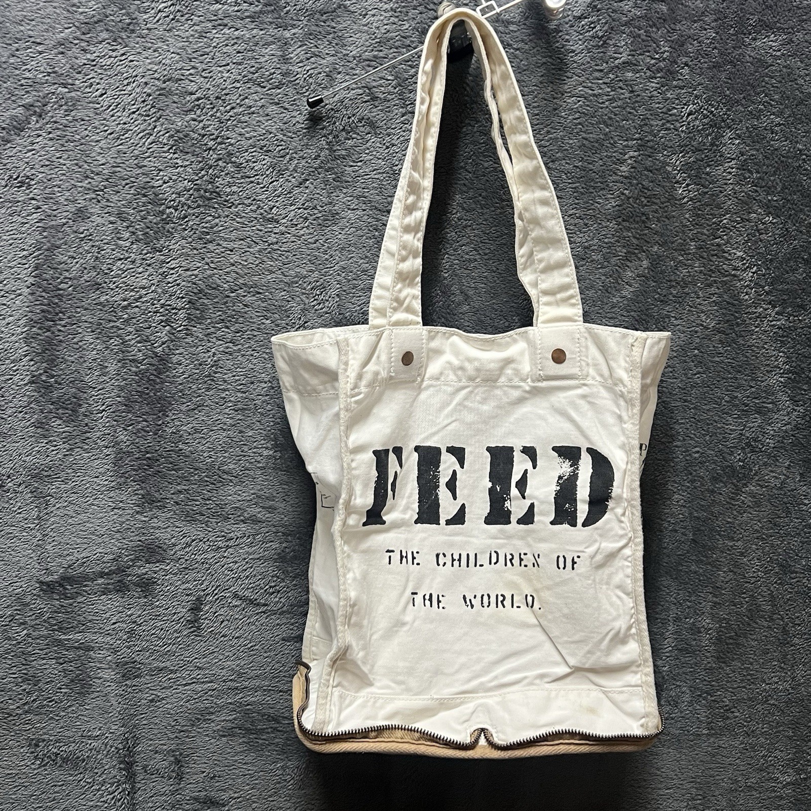 Feed 100 Children of the World Convertible Re-Usable Tote Bag Burlap/Cotton