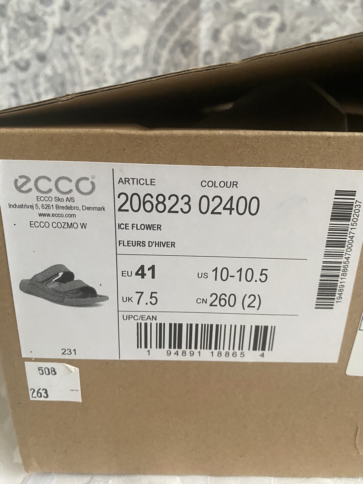 ECCO 2nd Cozmo Two Band Slide Sandal Ice Flower Size 41/10-10.5
