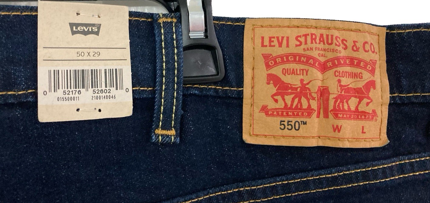 Men’s Levi’s 550 Relaxed Fit Jeans Dark Wash Blue Size 50×29 NWT