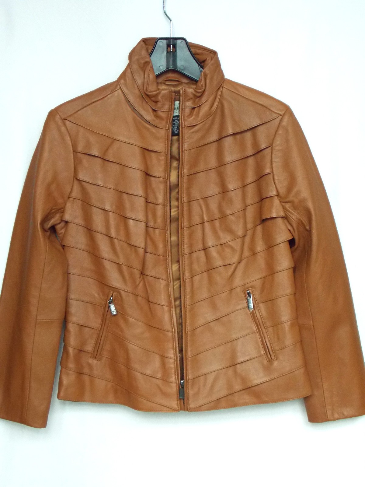 Neiman Marcus Women’s Leather Zip Jacket Brown Size Medium
