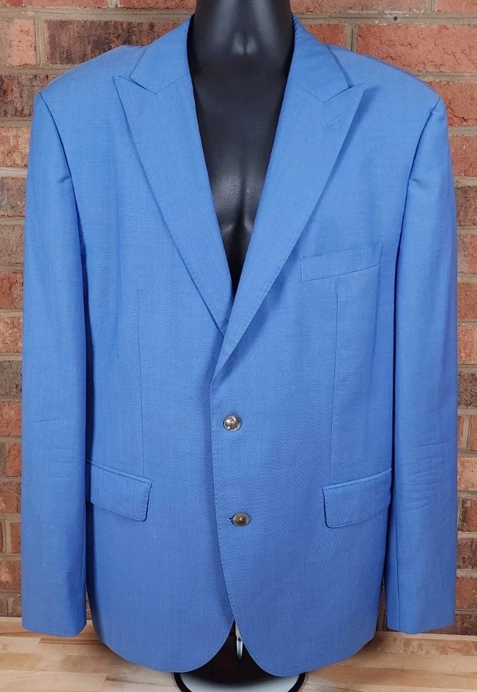 Hugo Boss Jaysen Blue Reda Super 110s Wool Blazer Jacket 2 Button Size 46R