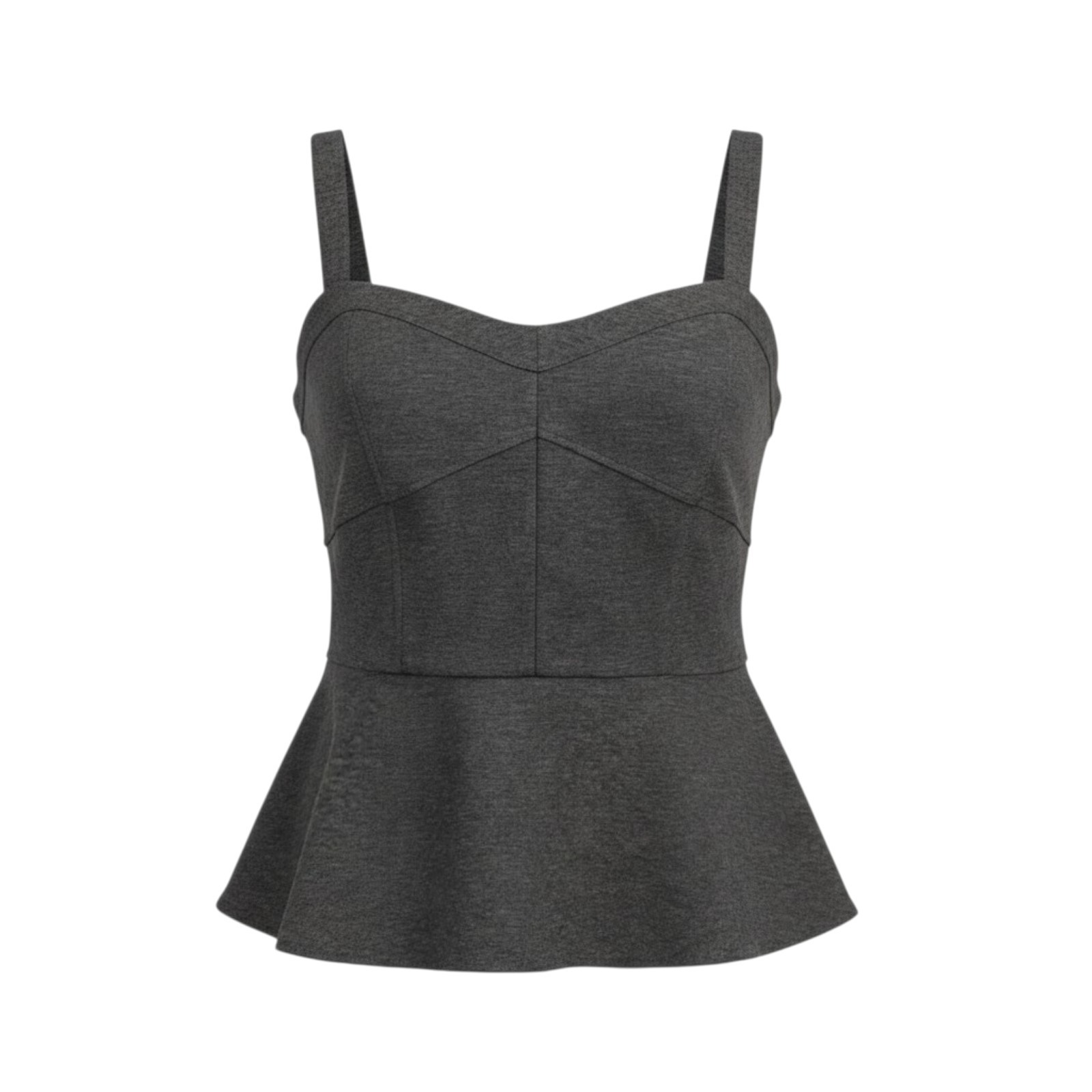 ​Cabi Bustier Peplum Top 12 Charcoal Gray Ponte Knit 552 Adjustable Strap Tank