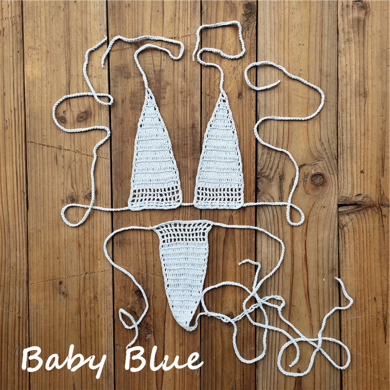 Hand Crochet Micro Swimwear Women Romance Sexy Mini Bikini Set Sunbathing Cotton