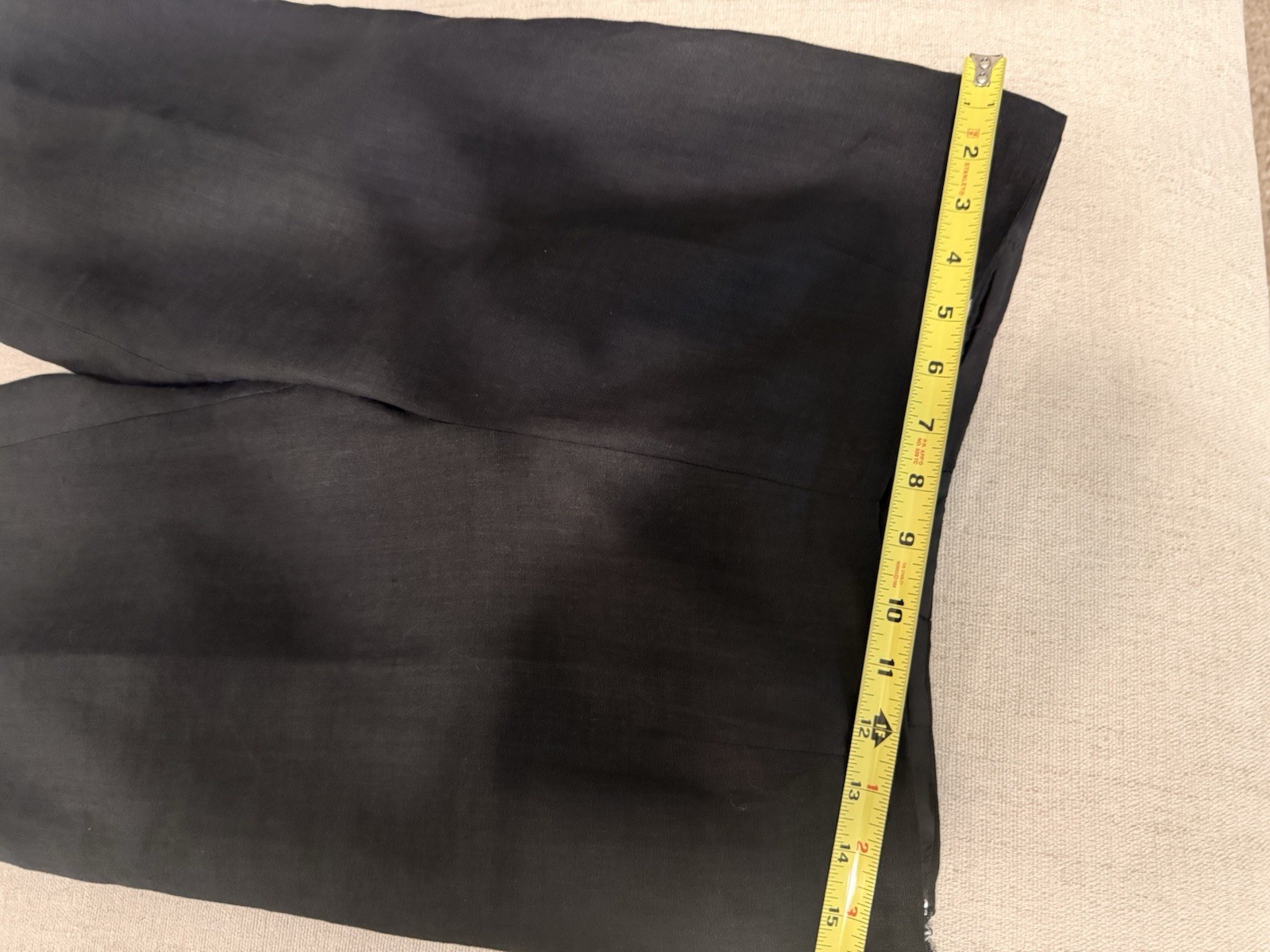 Sara Isabella Women’s Black Linen Ankle Pants Straight Mid Rise Zip