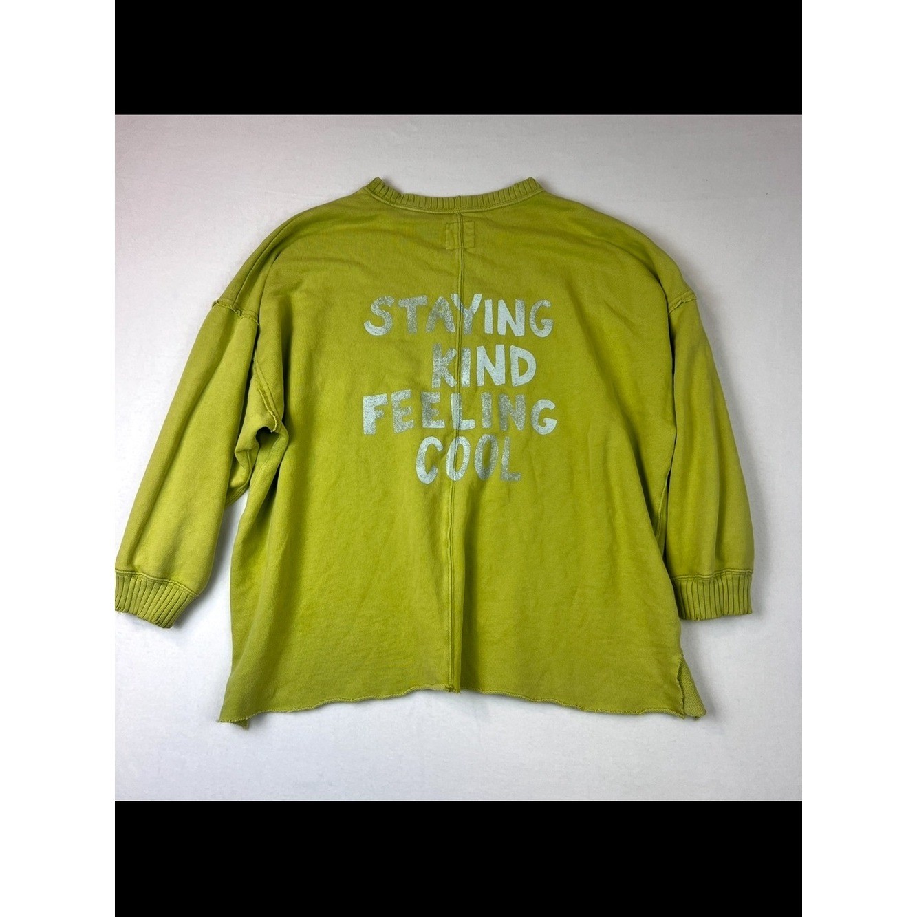 Aerie Oversized Lime GreenPullover Staying Kind Feeling Cool Crewneck L