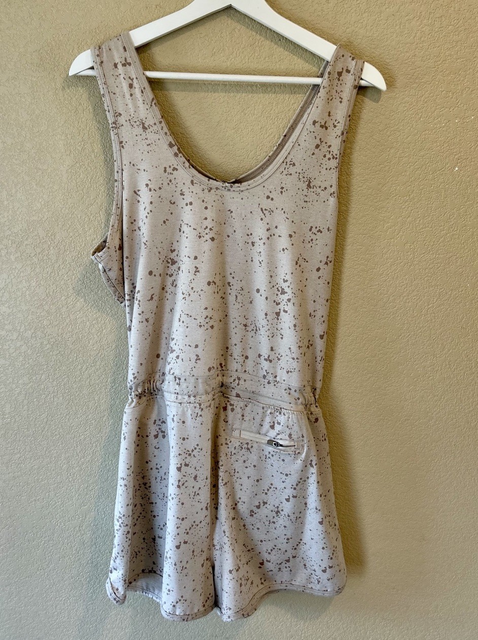 Recreation by Thread & Supply Romper Oat Milk Splatter Cinch Waist Pockets Sz. S