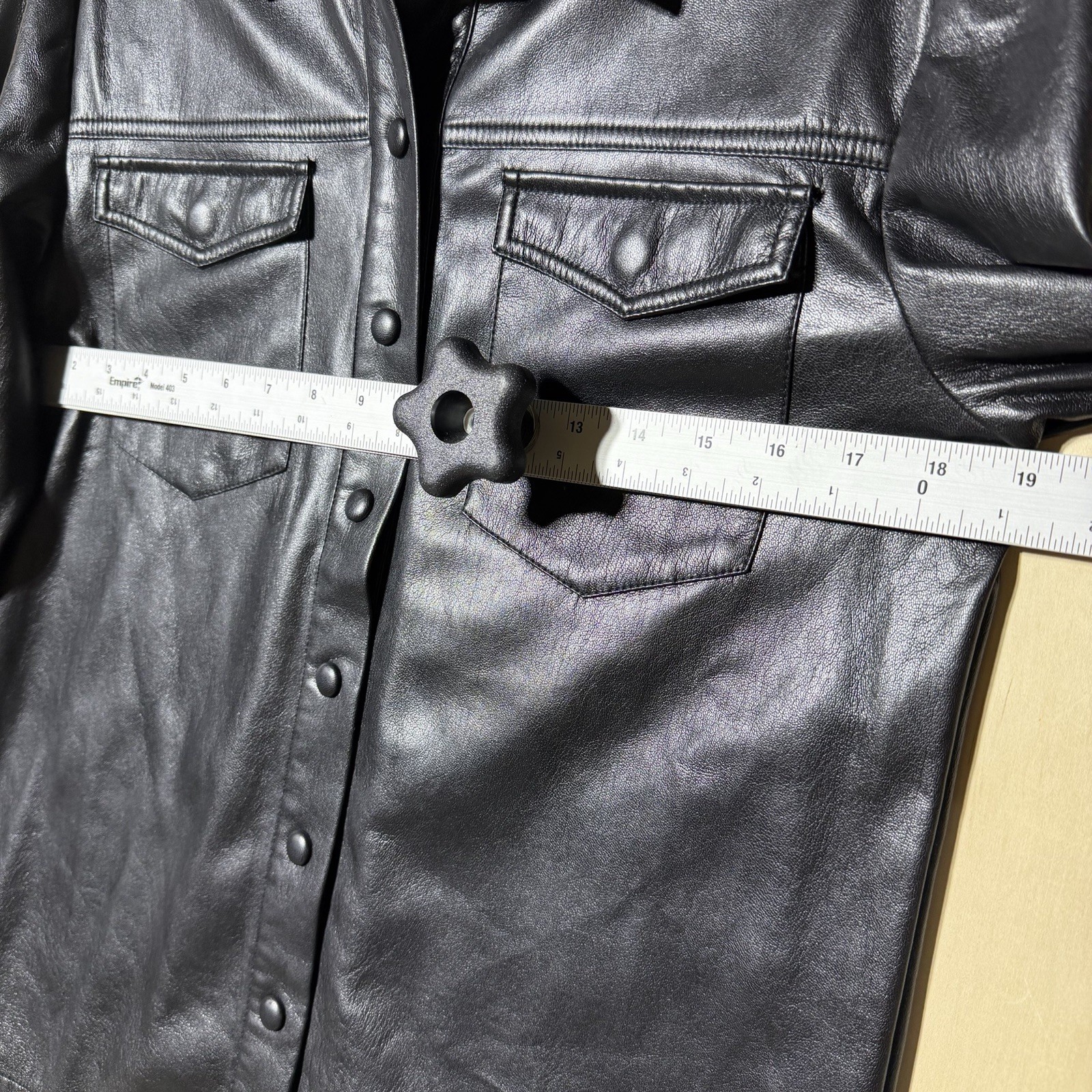 Good American Faux Leather Shirt Jacket Black Snap Button Women Sz 2