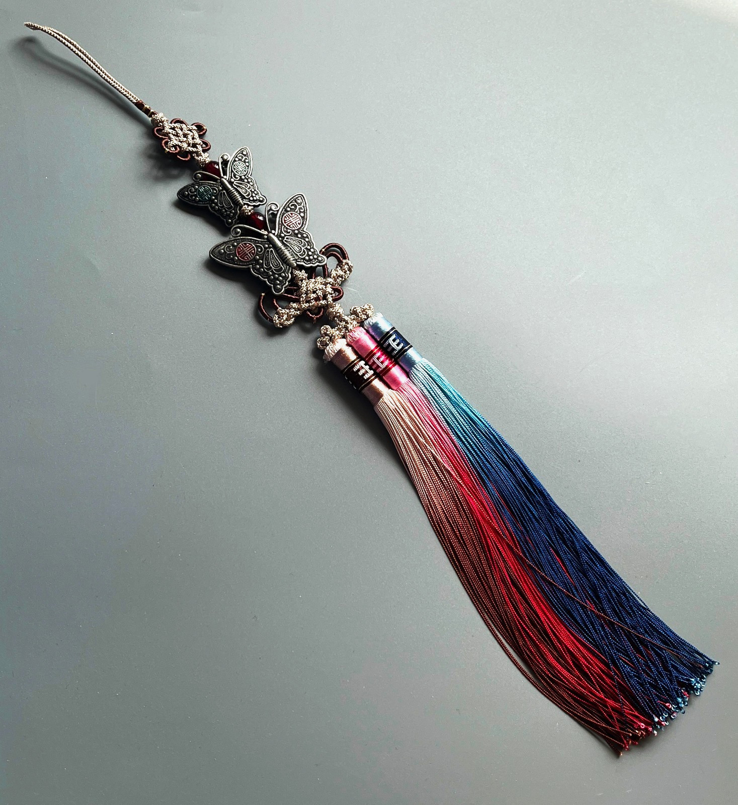 Rare Vintage Dual Butterfly Norigae-Korean Traditional Hanbok Accessory Tassel