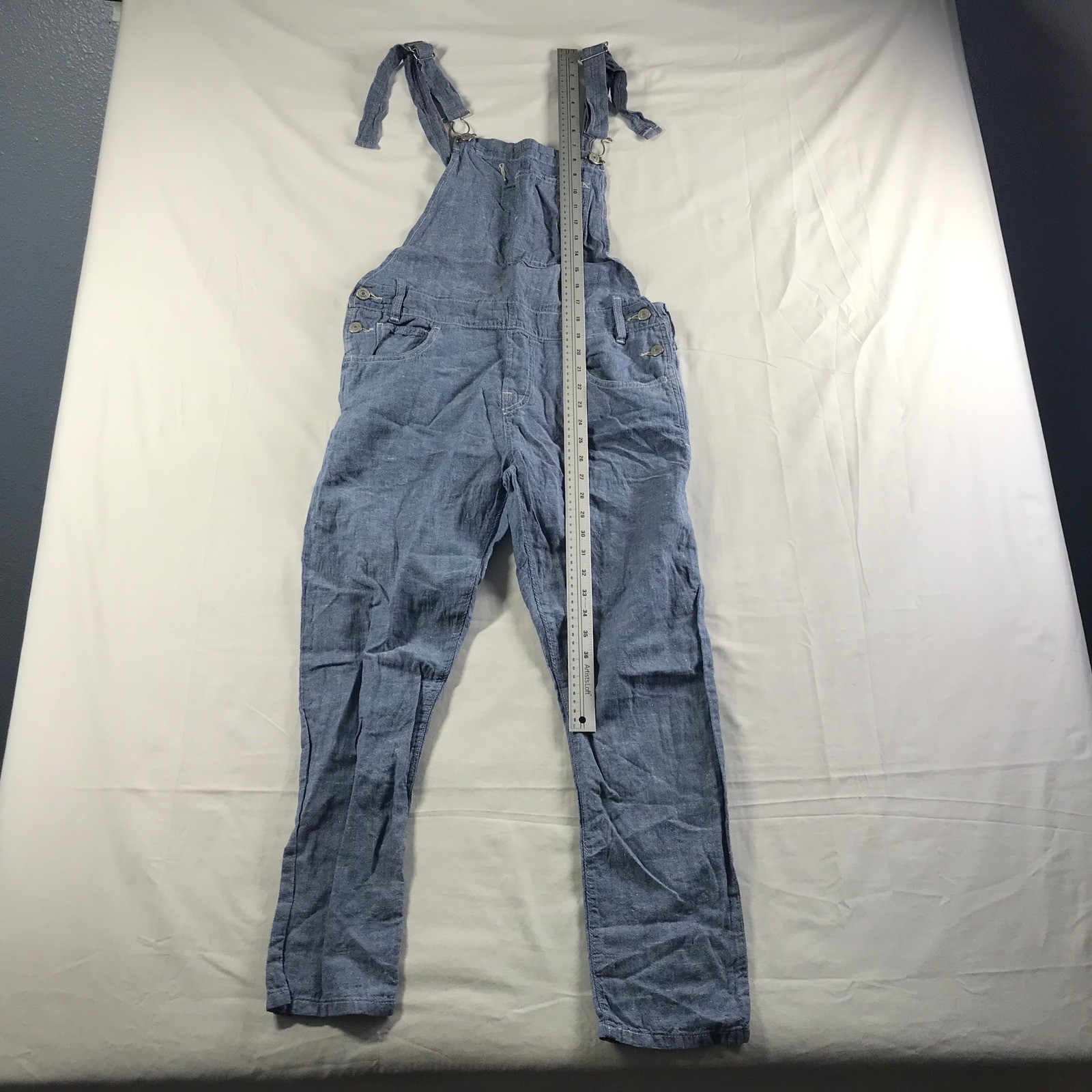 Levi Strauss Womens Blue Cotton Linen Blend Bib Overalls Size S 22866-0002