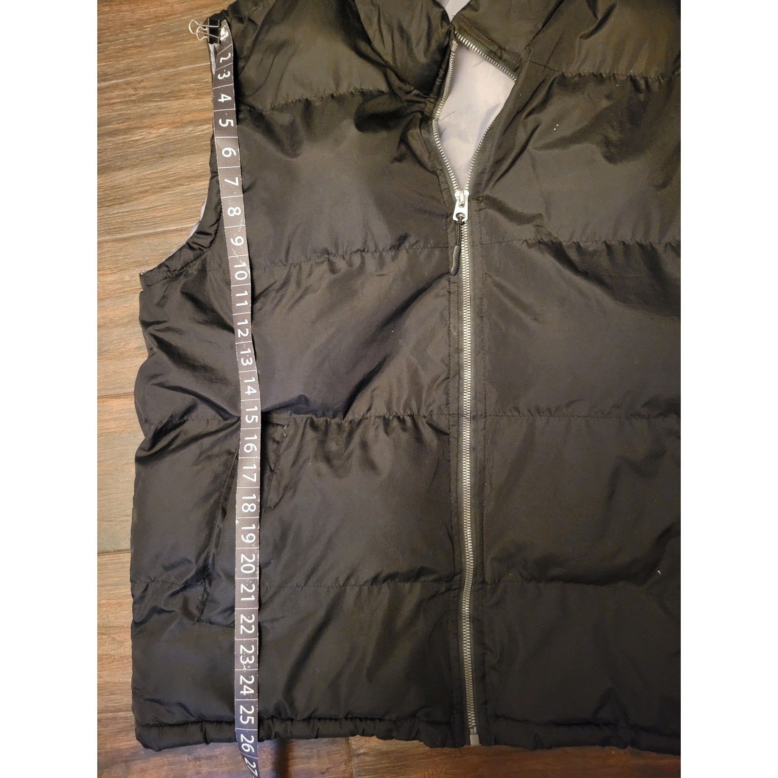 FTP Feel The Power PufferVest Mens Large Black Full Zip Quilted Sleeveless L 803