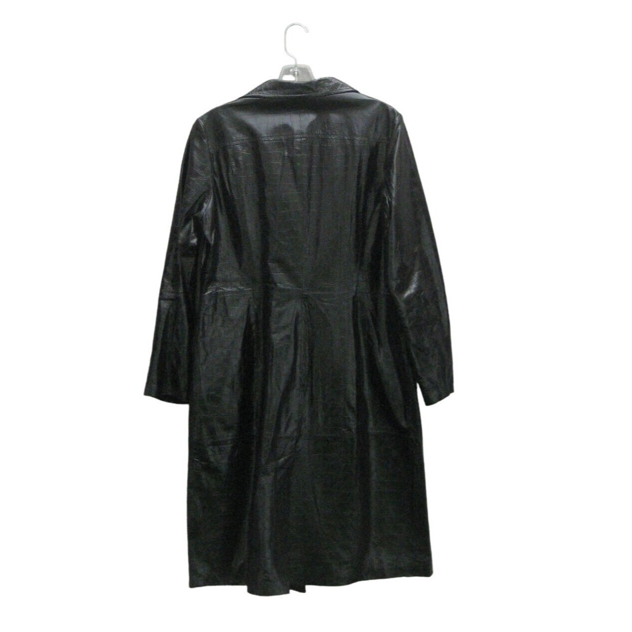 Newport News Jacket Leather Lined Size 12 Black Animal Print Long