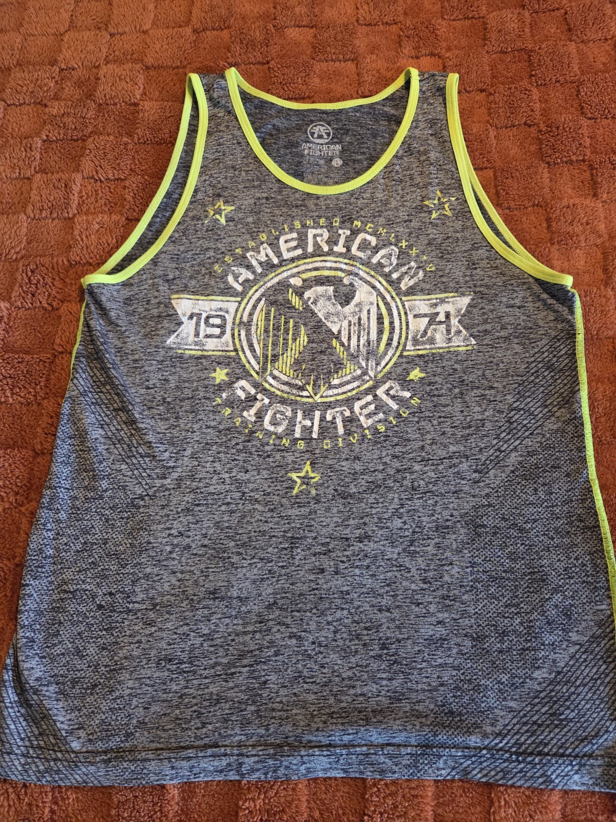 American Fighter Tank Top – Gray Neon Green Yellow – Size Large