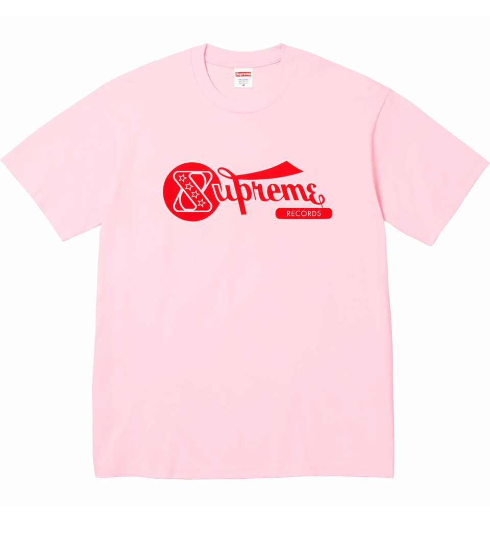 Supreme Records Tee Light Pink SS24T40 SIZE XL EXTRA LARGE