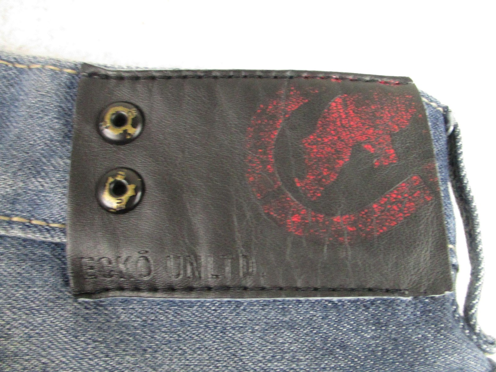 Ecko Unltd Jeans Mens 38 Dark Wash Athletic Fit Rhino Logo Back Pocket