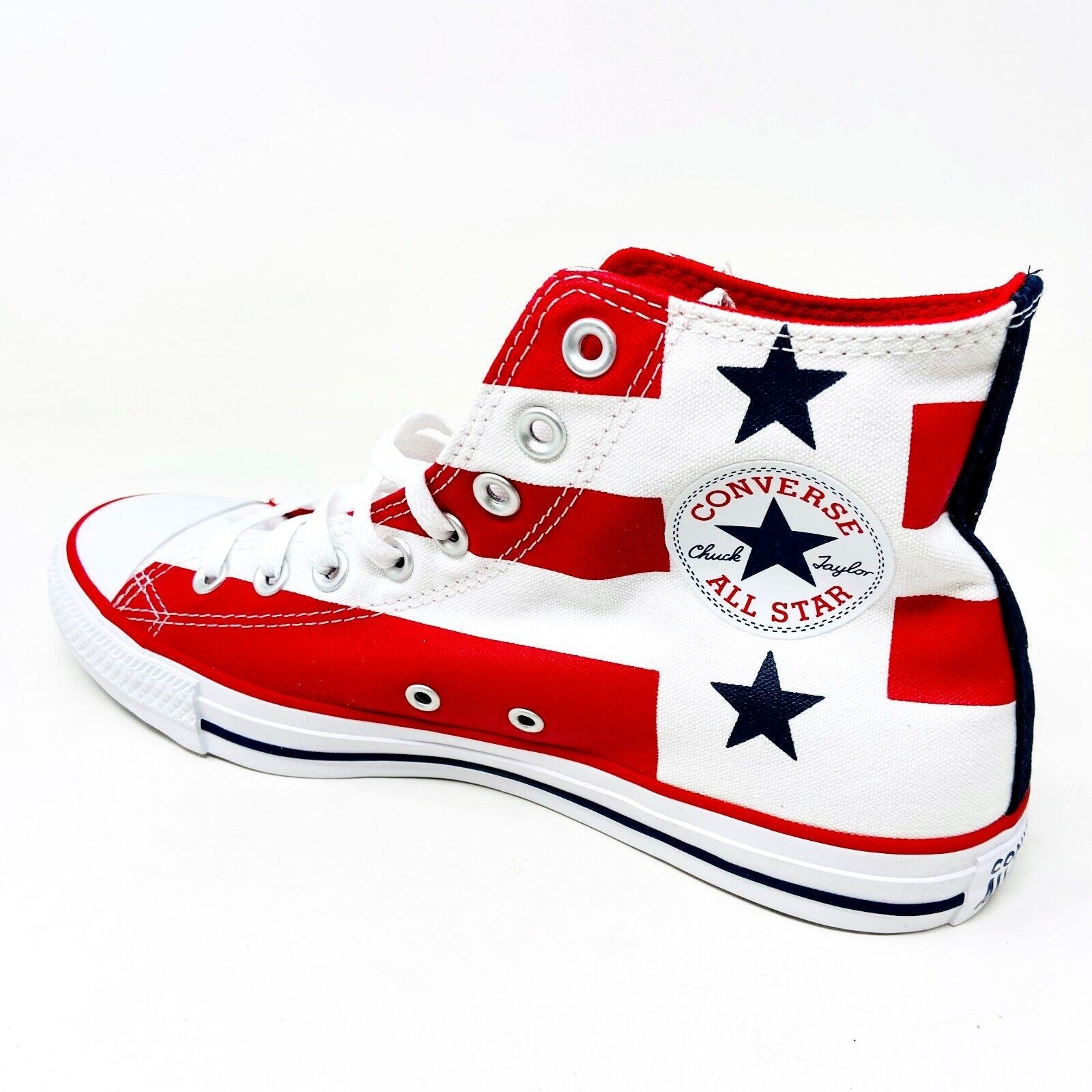 Converse CTAS Hi White Red White Blue Mens July 4th Star Stripes Shoes 167836F