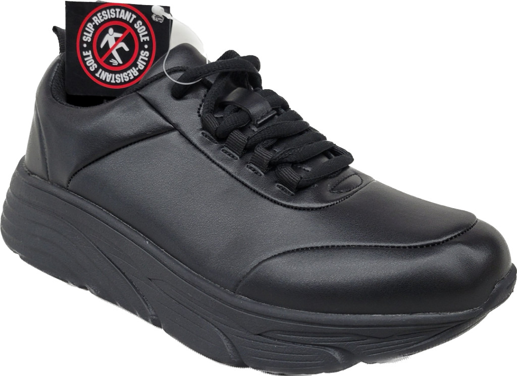 Black Shoes Comfort Work Slip Resistant Women Wide Cushioned Insole MayTall 2601