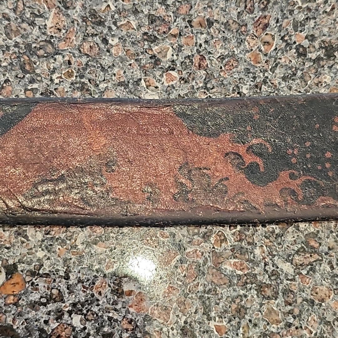 Jon Wye USA Made Brown Leather Belt Great Wave off Kanagawa Tsunami 38-45 Waist