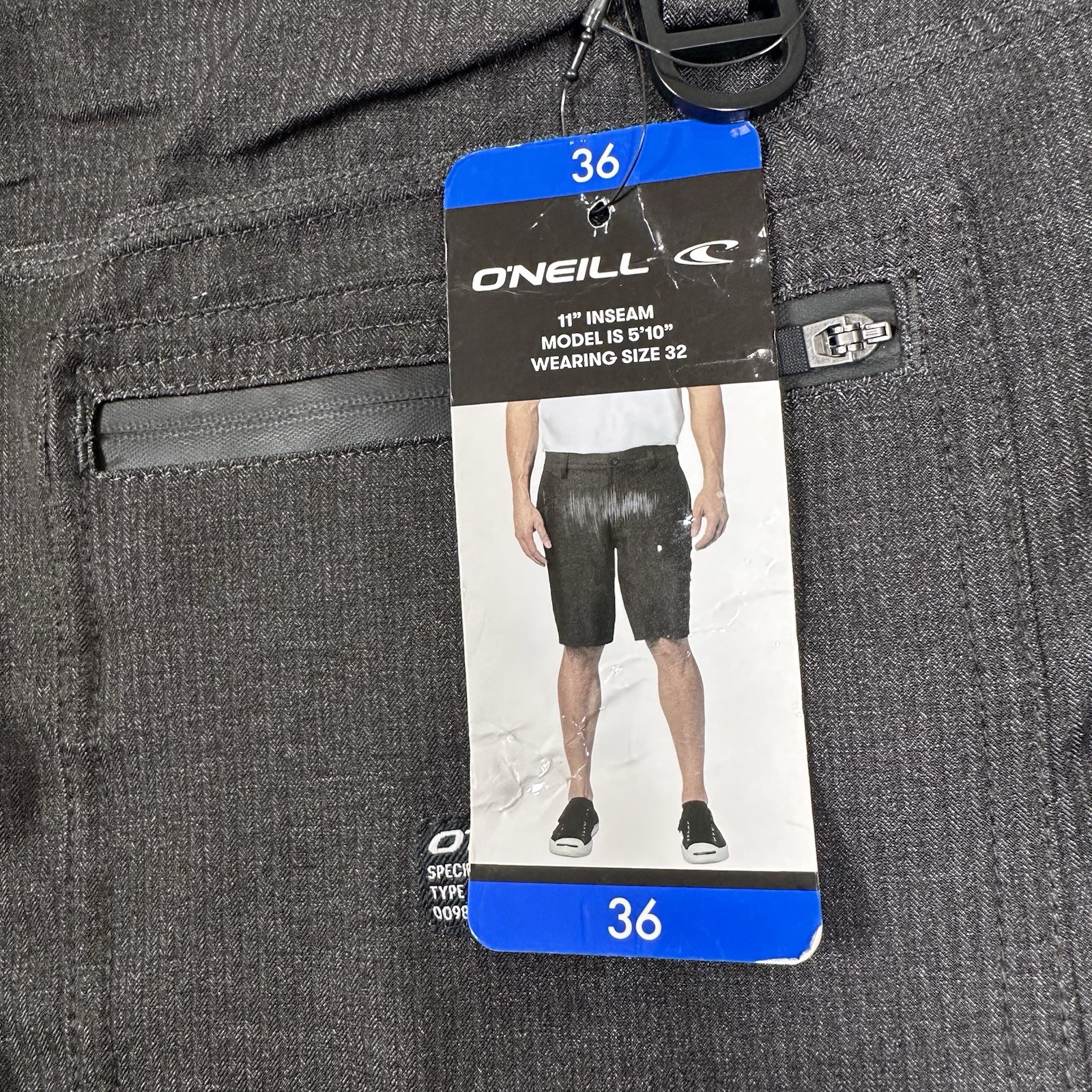 O’Neill Hybrid Crossover Shorts Mens 36 Black Gray Drawstring Stretch Travel NEW