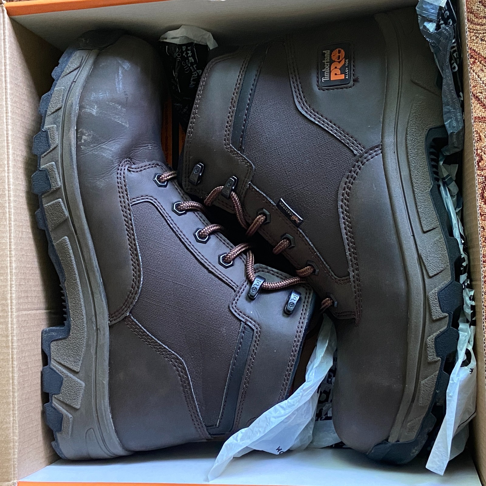 Timberland Pro Linden 6″ Alloy Safety Toe Work Boots Mens 10M Brown Leather