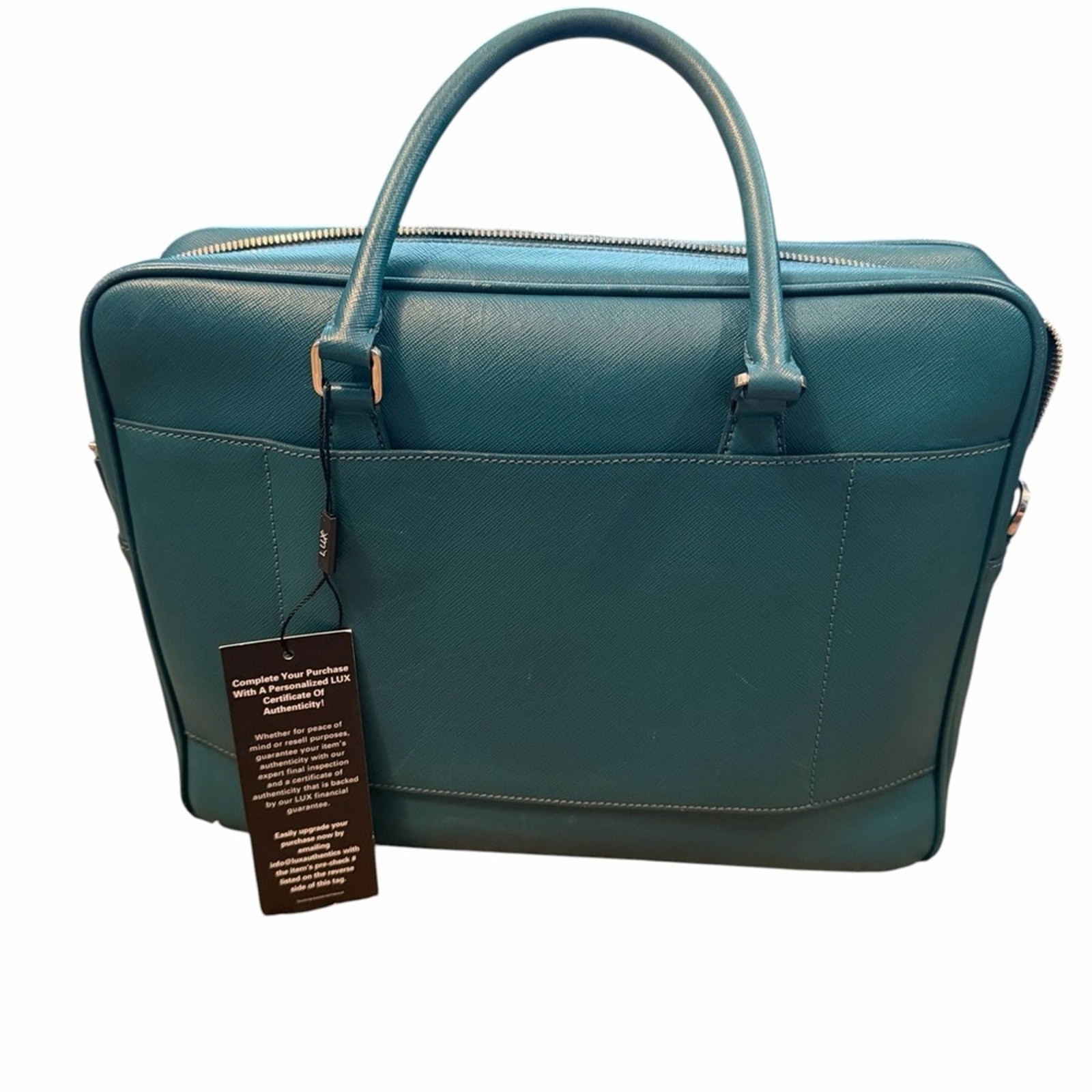 Prada Green Saffiano Leather Tote Briefcase